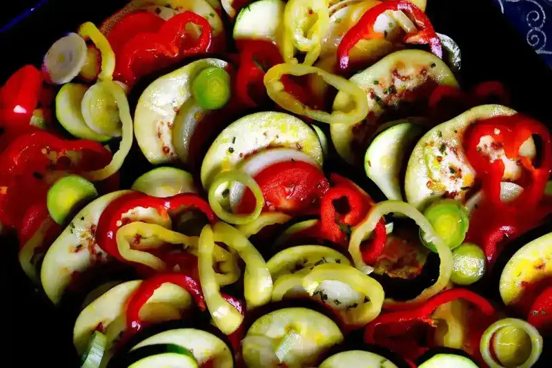 Ratatouille provençale aux légumes d'été colorés dans une cocotte